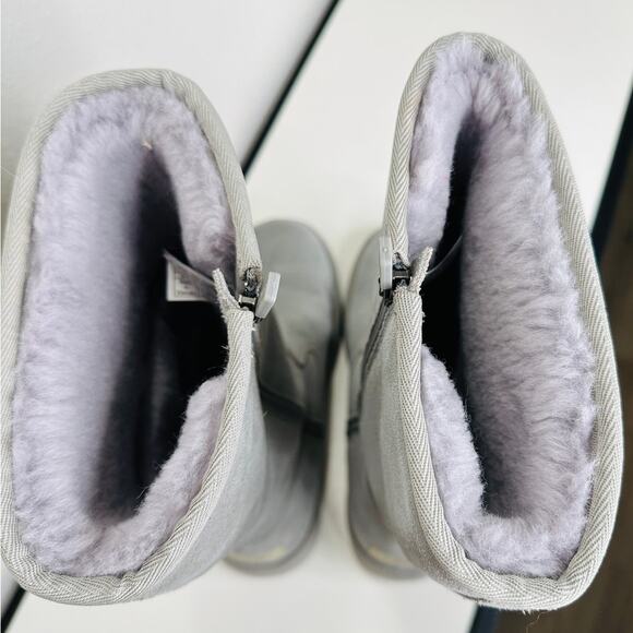 Ugg Blue Gray Alber Flat Heel Shearling Lined Suede Boot Side Zip 8 - Picture 10 of 15